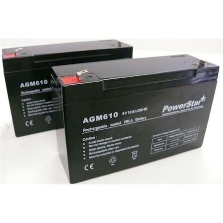 Powerstar 6V 10Ah UB6120 UPS Battery Replaces 10Ah Enduring 3FM10, 2 Pack PO46430